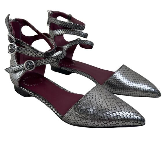 MARC By Marc Jacobs Minetta Flats Gray Pointed Toe Buckle Ankle Straps US 6 36 - Picture 1 of 13